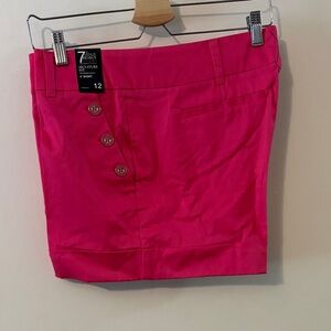 Bright Pink Button-Front Shorts